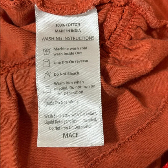 The Roadster Top Women Medium Orange Rust V-Neck Ruffled Long Sleeve Blouse Boho - Picture 3 of 11